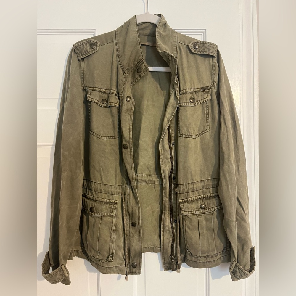 Vintage Max Jeans washed lightweight army green military style jacket